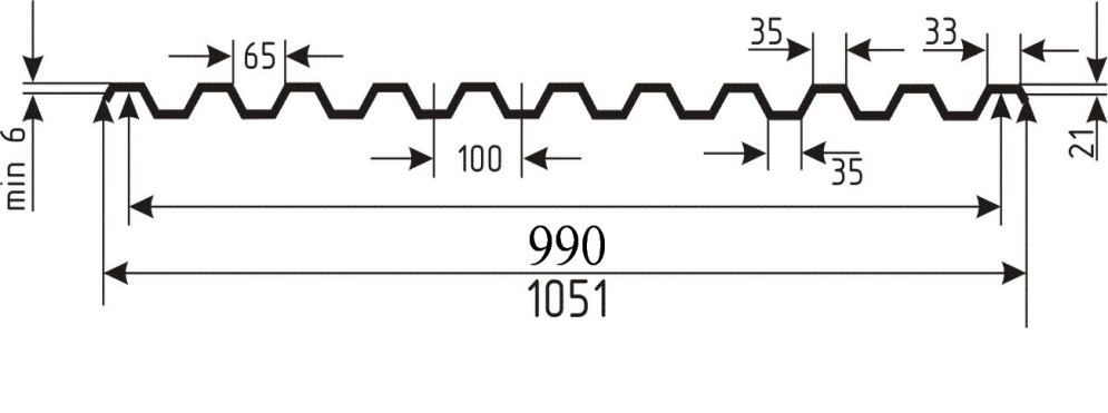 Профлист н60 размеры профиля чертеж
